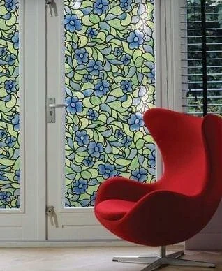 Overige Merken Raamfolie Bloemen Blauw (45cm) - Afbeelding 2