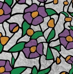 Overige Merken Raamfolie Glas In Lood Paarse Bloem (45cm)