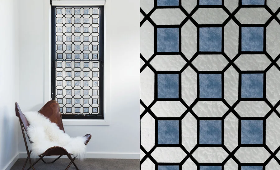 Overige Merken Raamfolie Glas In Lood Blauw (45cm) - Afbeelding 2